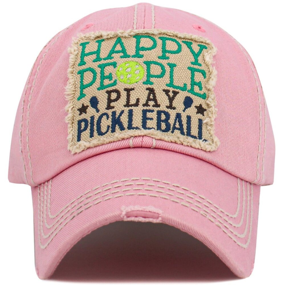 KBETHOS Pink "Happy People Play Pickleball" Baseball Cap Hat NWT